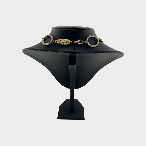 Vintage Handmade Women's Enamel and Rhinestone Link Necklace NEW - Picture 4 of 11